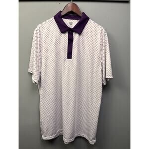 Graham Luxe Polo Shirt Mens XL Purple Geometric‎ All Over Print Golf Performance